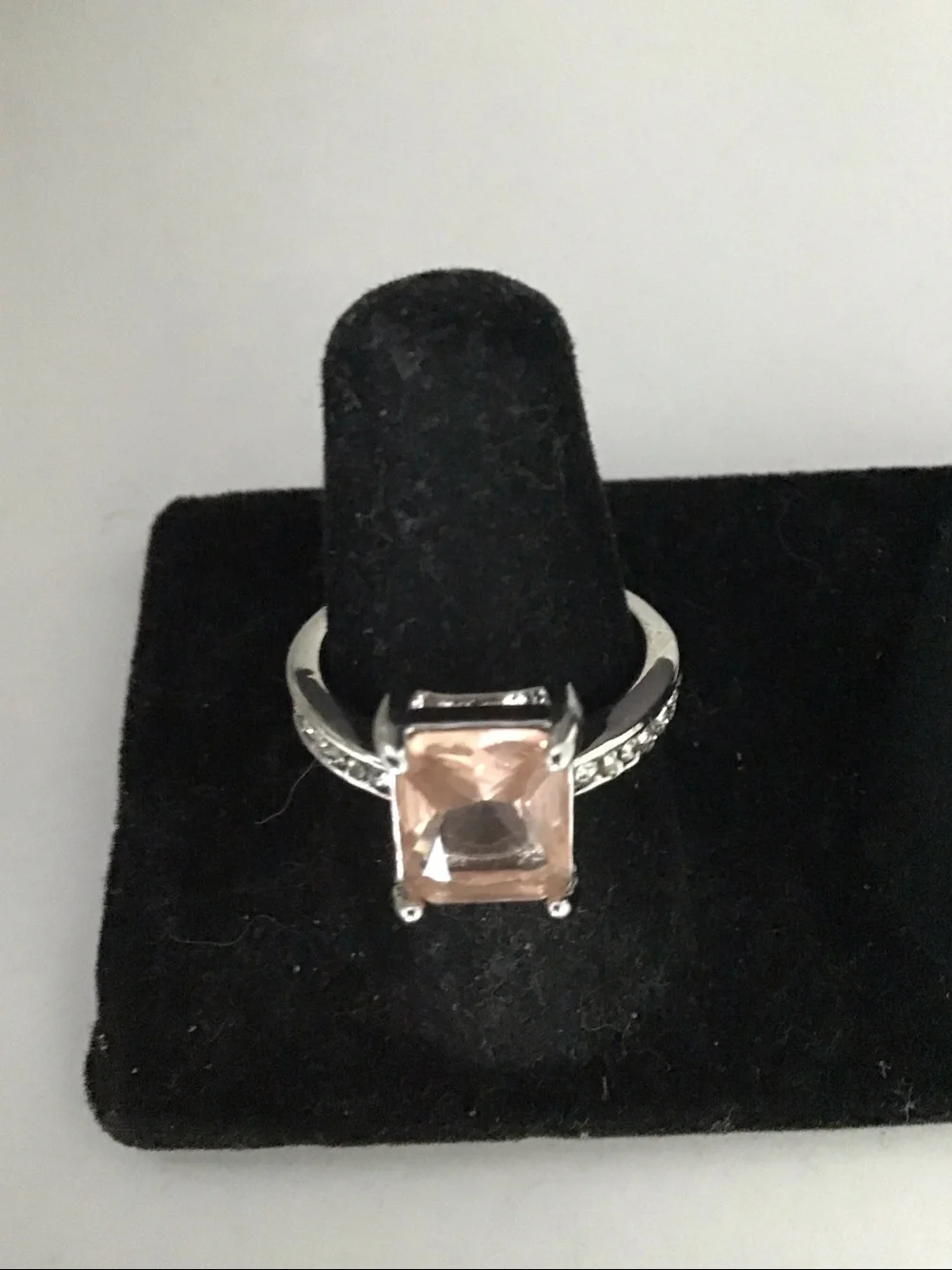 Glamorous Cushion/Emerald Cut Crystal Cocktail Ring